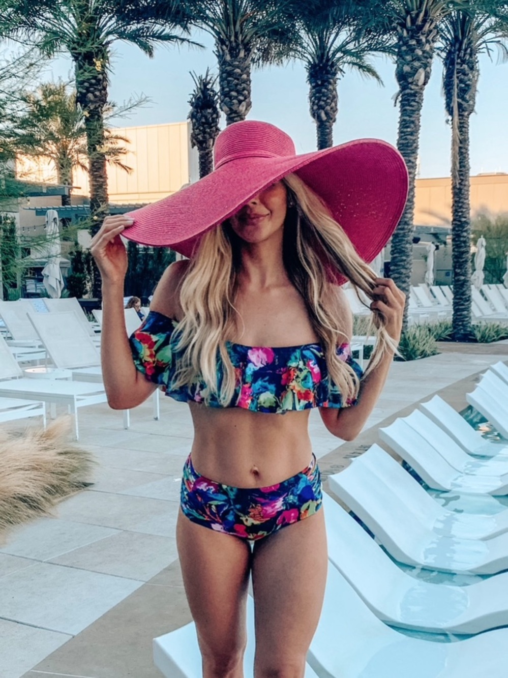 Pink Blush Off Shoulder High Waist multi color bikini - Size S